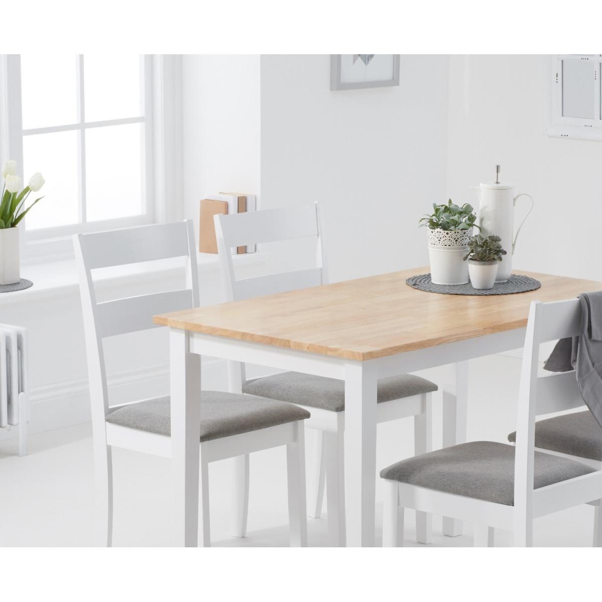 Chiltern 114cm Oak and White Table with Chiltern Chairs with Grey Fabric Seats - White, 4 Chairs – image 2