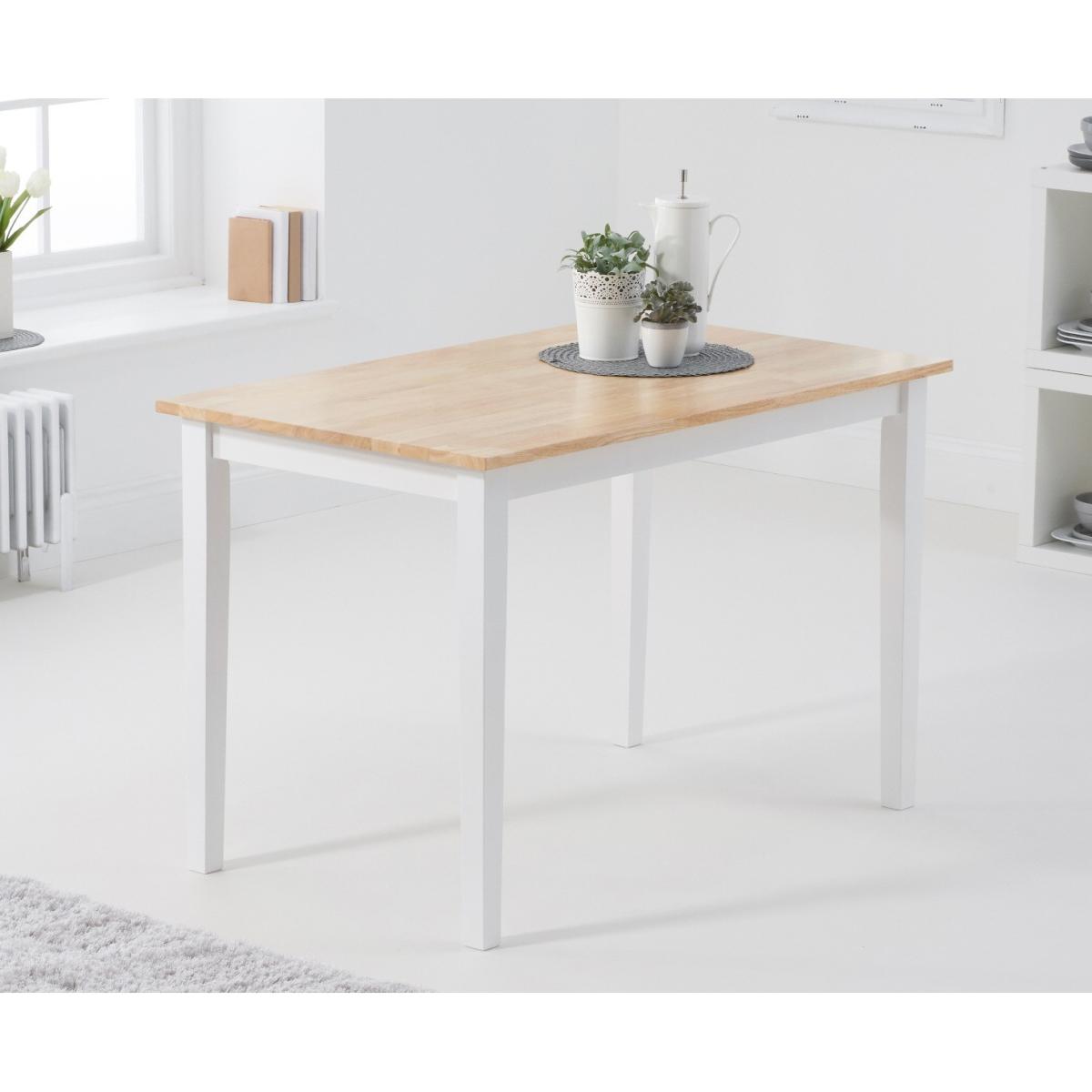 Chiltern 114cm Oak and White Table with Chiltern Chairs with Grey Fabric Seats - White, 4 Chairs – image 3