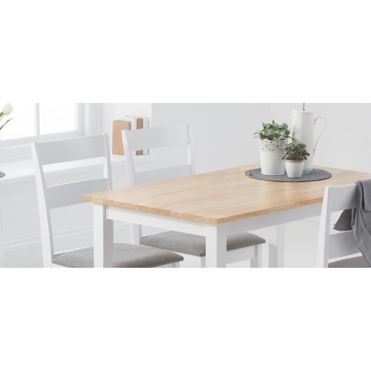 Chiltern 114cm Oak and White Table with Chiltern Chairs with Grey Fabric Seats - White, 4 Chairs – image 7