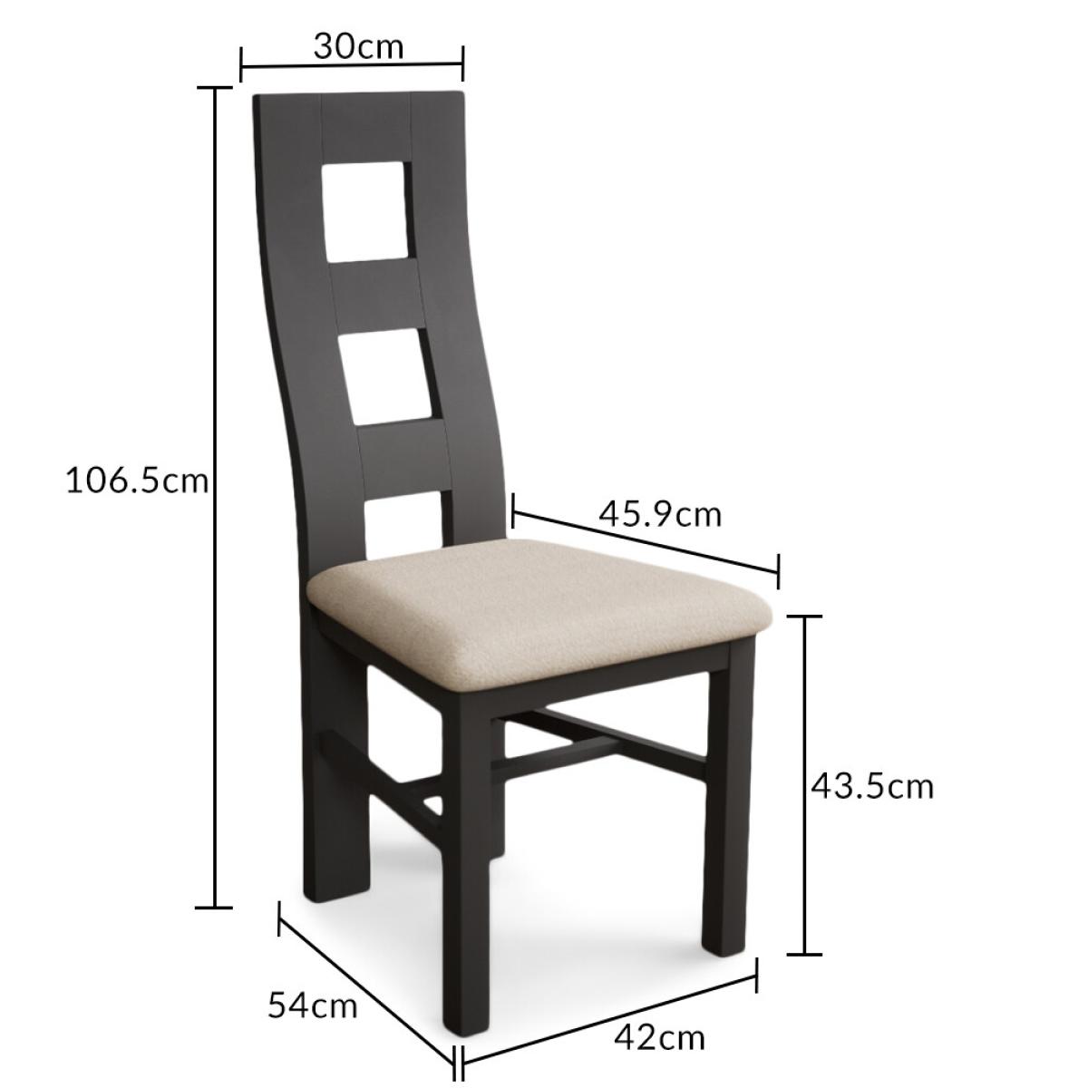 Painted Charcoal Grey Flow Back Dining Chairs with Linen Fabric Seat Pad – image 11