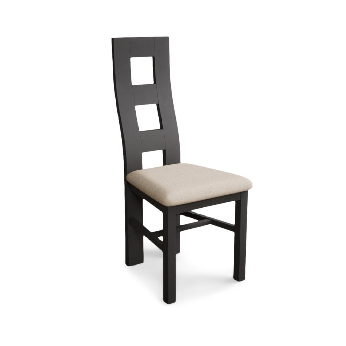Painted Charcoal Grey Flow Back Dining Chairs with Linen Fabric Seat Pad – image 6
