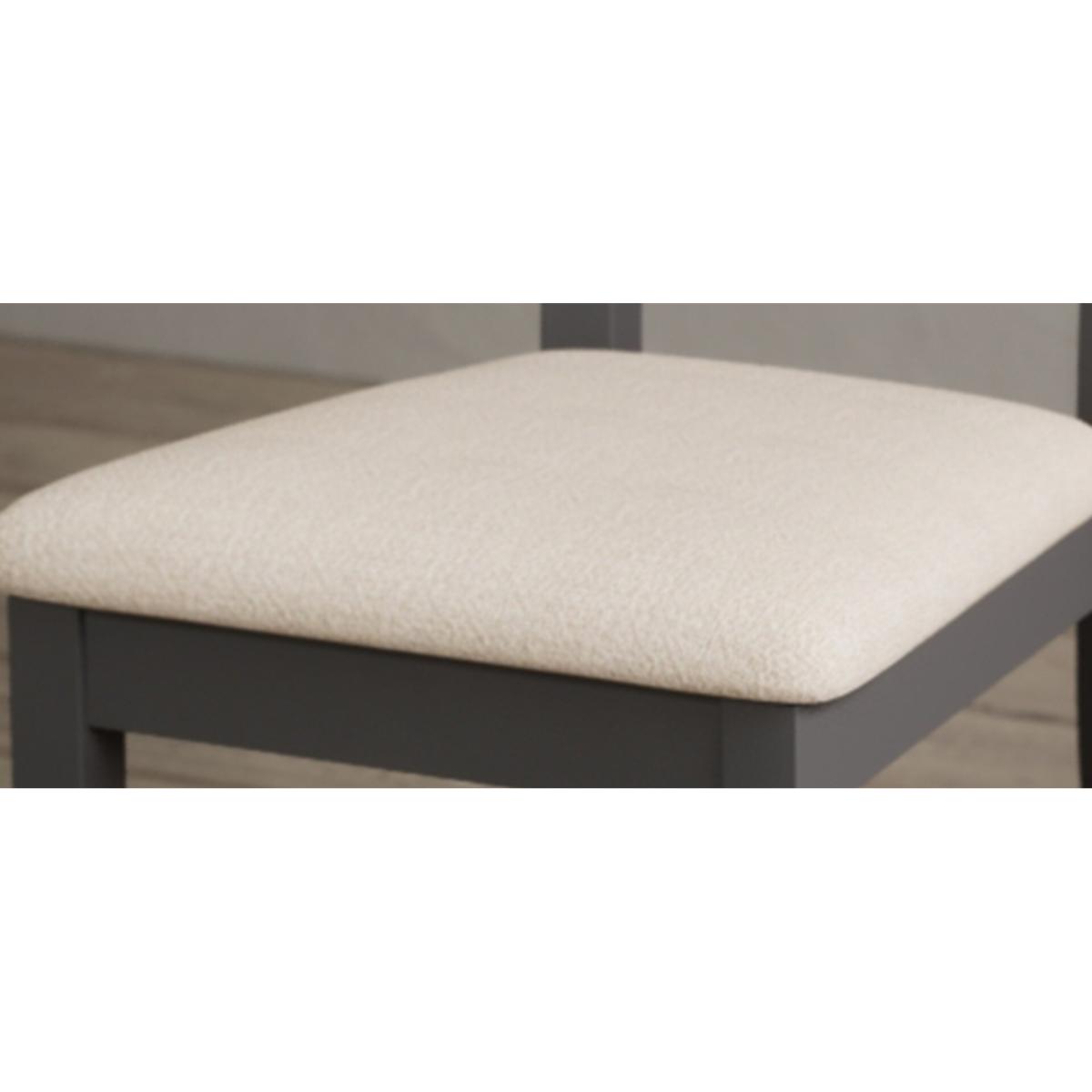 Painted Charcoal Grey Flow Back Dining Chairs with Linen Fabric Seat Pad – image 8