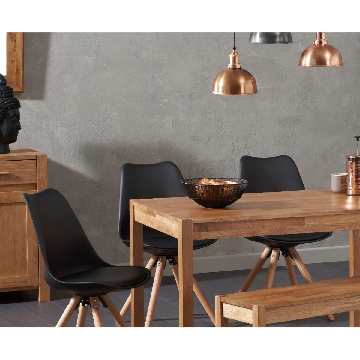 Oxford 150cm Solid Oak Dining Table with Oscar Faux Leather Round Leg Chairs and Bench – image 2