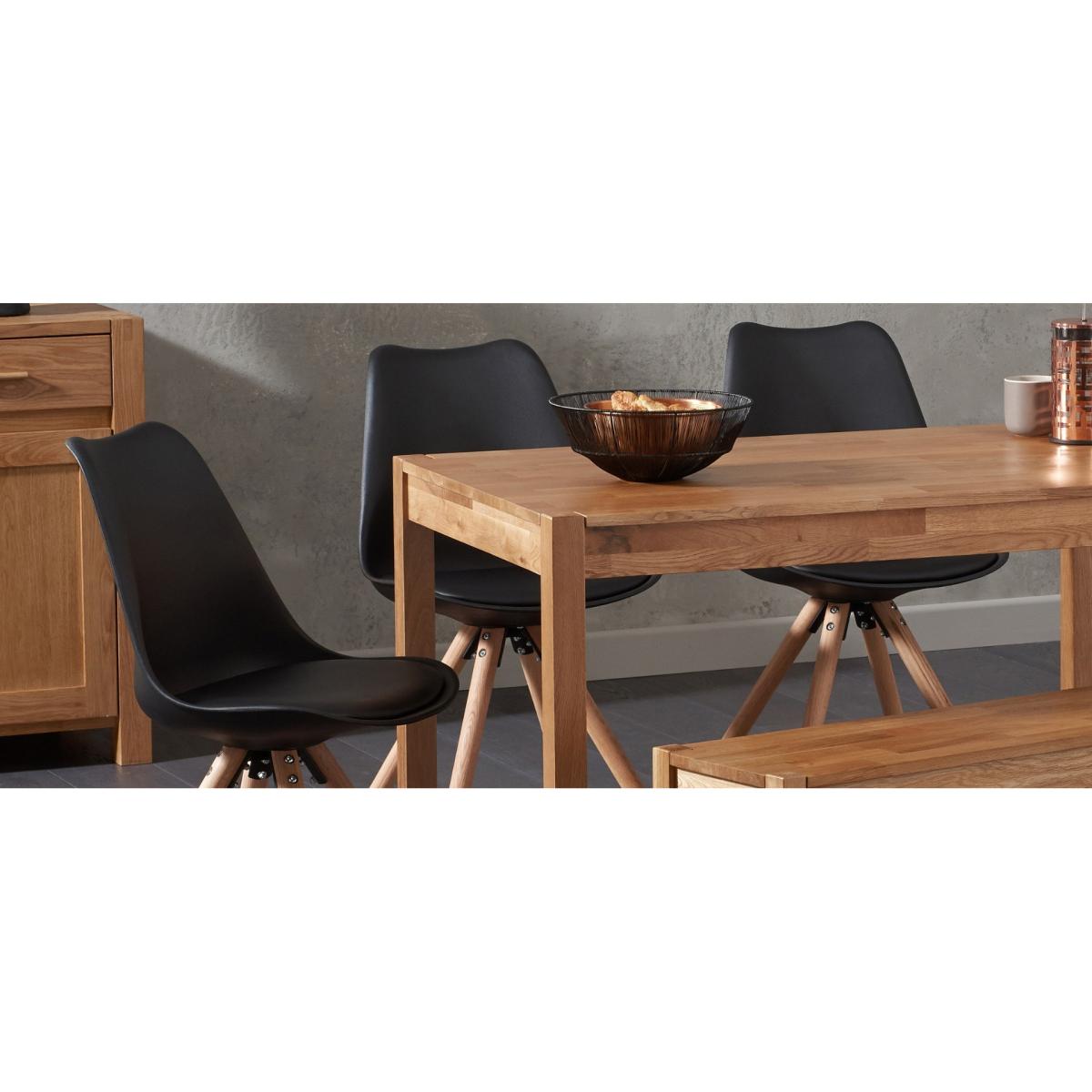 Oxford 150cm Solid Oak Dining Table with Oscar Faux Leather Round Leg Chairs and Bench – image 11