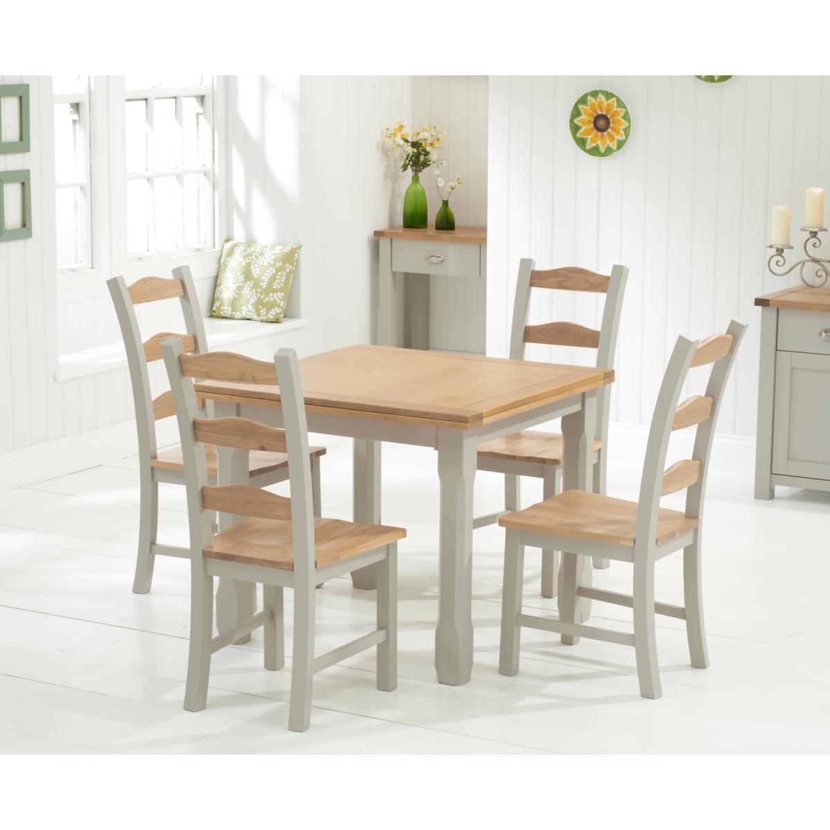 Somerset 90cm Oak and Grey Flip Top Extending Dining Table with Somerset Chairs - Oak and Grey, 4 Chairs – image 2