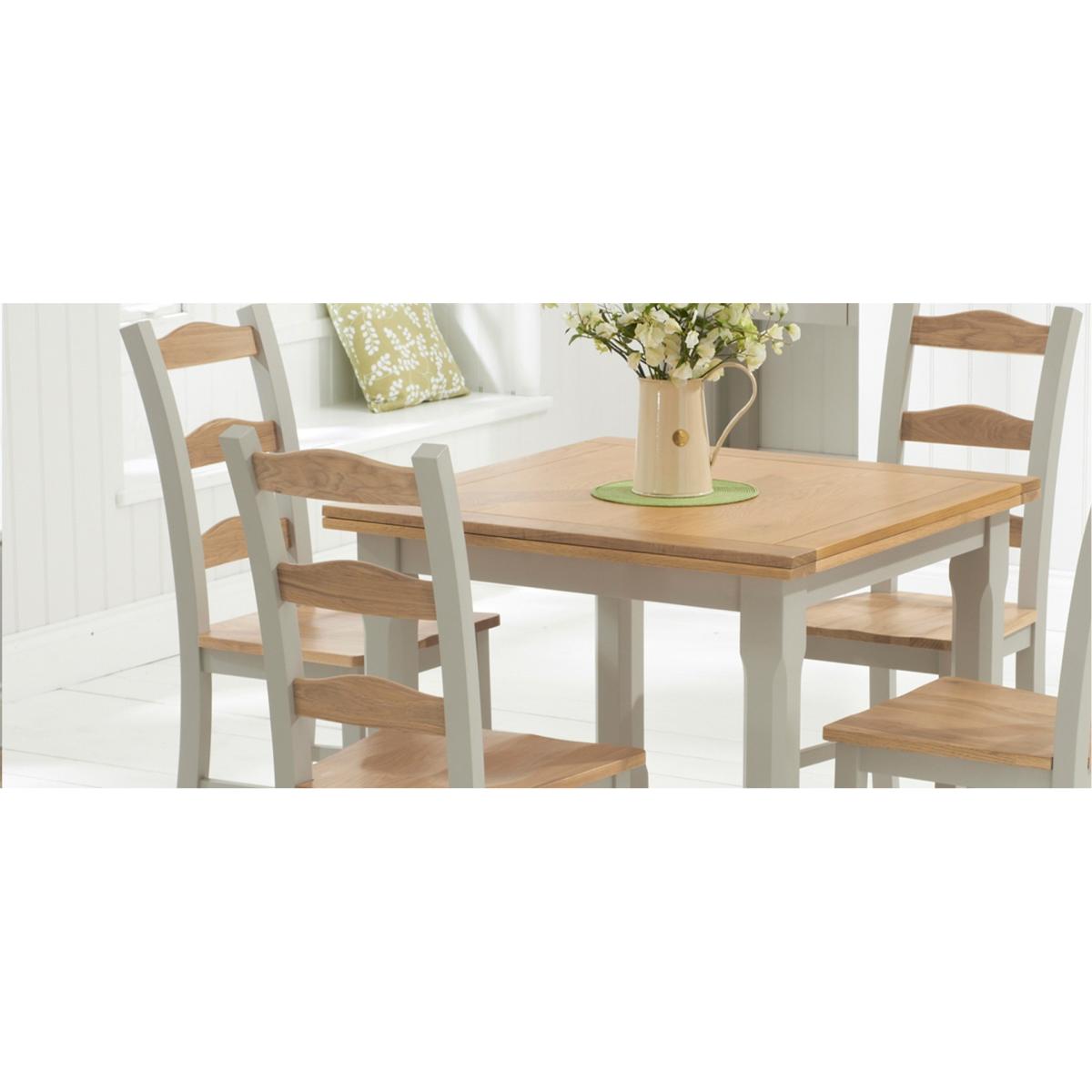 Somerset 90cm Oak and Grey Flip Top Extending Dining Table with Somerset Chairs - Oak and Grey, 4 Chairs – image 12