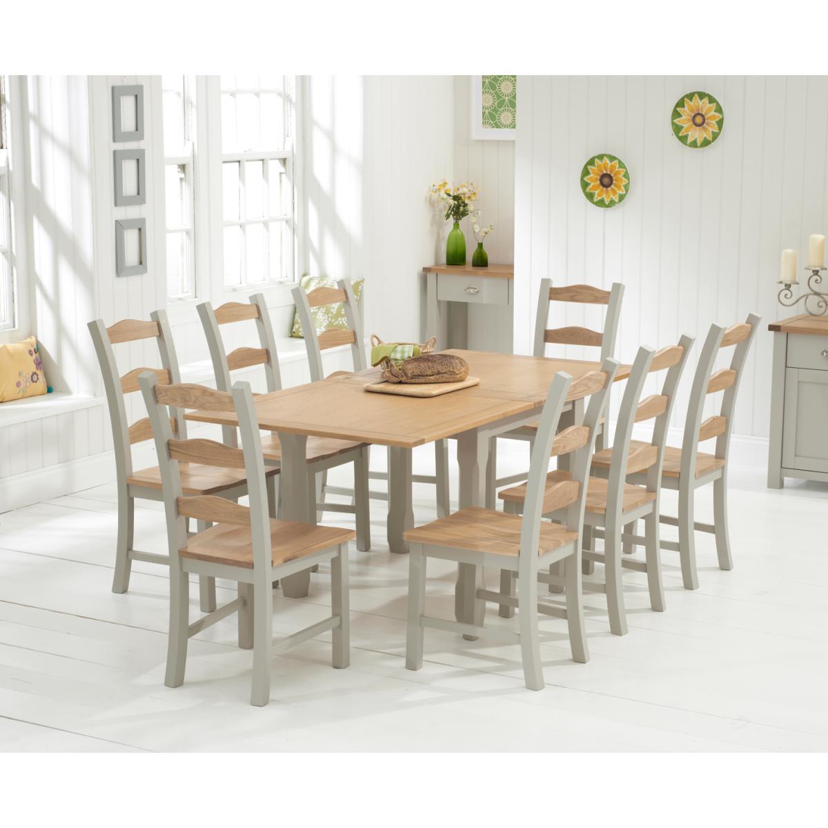 Somerset 90cm Oak and Grey Flip Top Extending Dining Table with Somerset Chairs - Oak and Grey, 4 Chairs – image 3