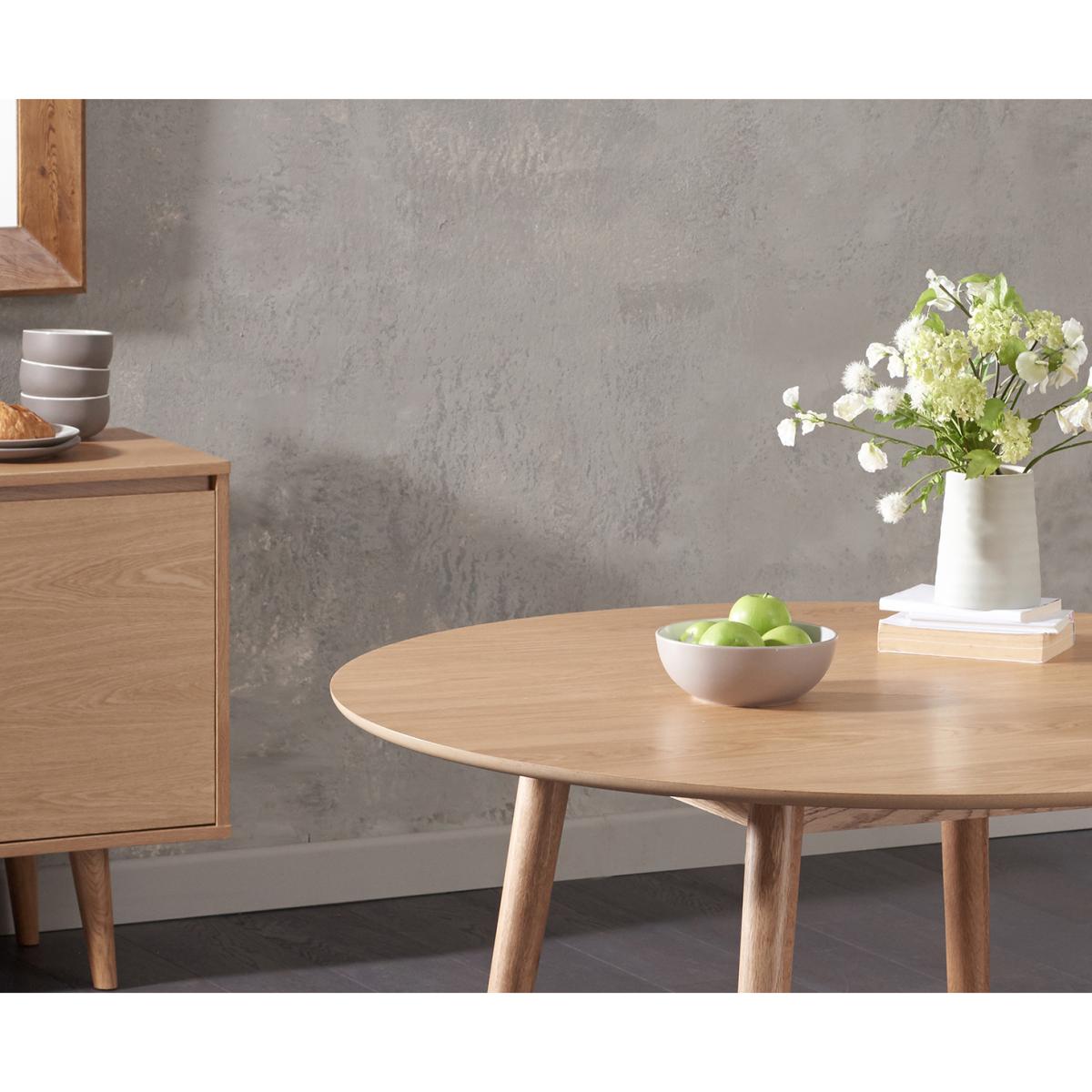 Nordic 120cm Round Oak Dining Table with Duke Fabric Chairs – image 5