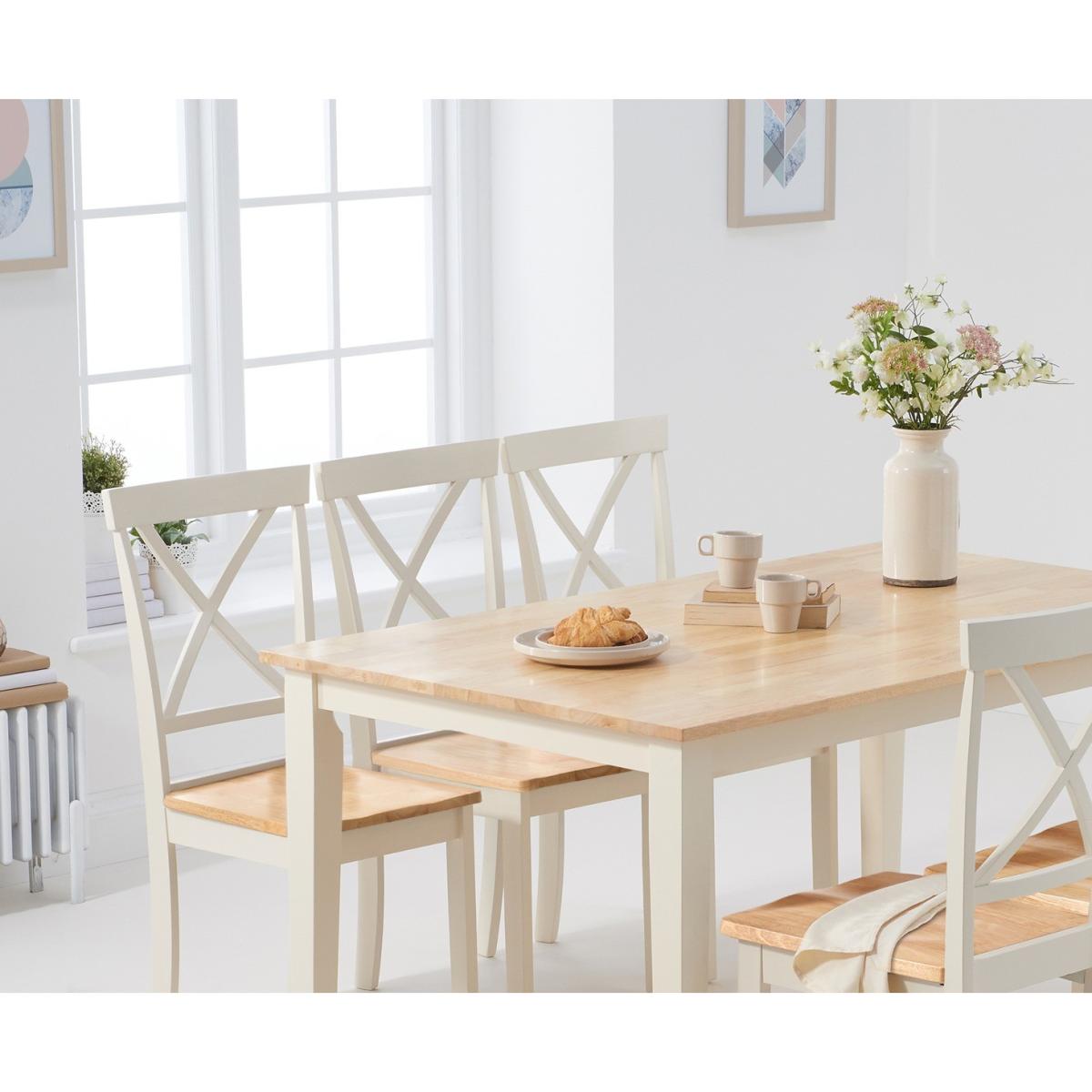 Chiltern 150cm Oak and Cream Table with Epsom Chairs - Cream, 4 Chairs – image 2
