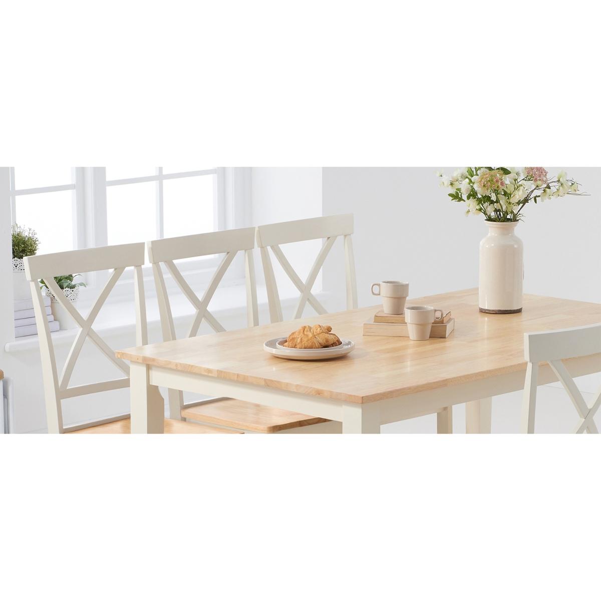 Chiltern 150cm Oak and Cream Table with Epsom Chairs - Cream, 4 Chairs – image 6