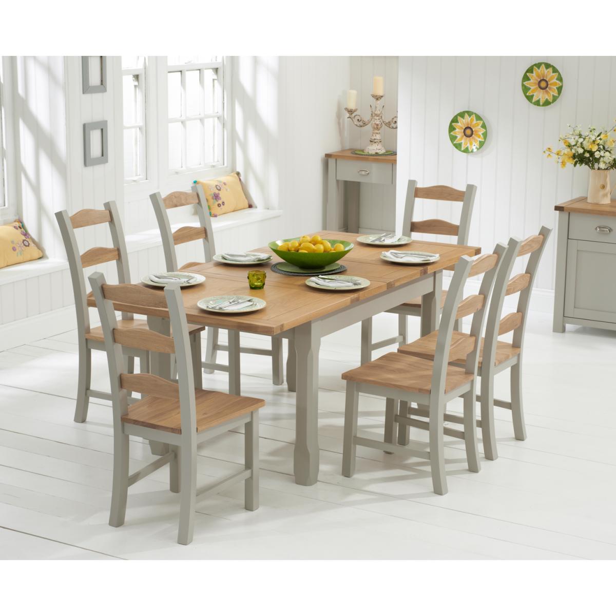 Somerset 130cm Oak and Grey Extending Dining Table with Somerset Chairs - Oak and Grey, 4 Chairs – image 2