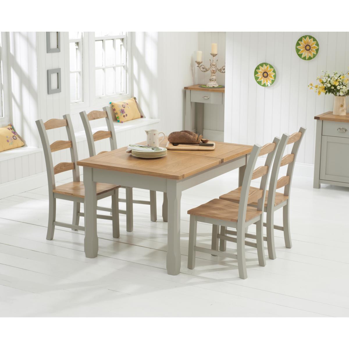 Somerset 130cm Oak and Grey Extending Dining Table with Somerset Chairs - Oak and Grey, 4 Chairs – image 3