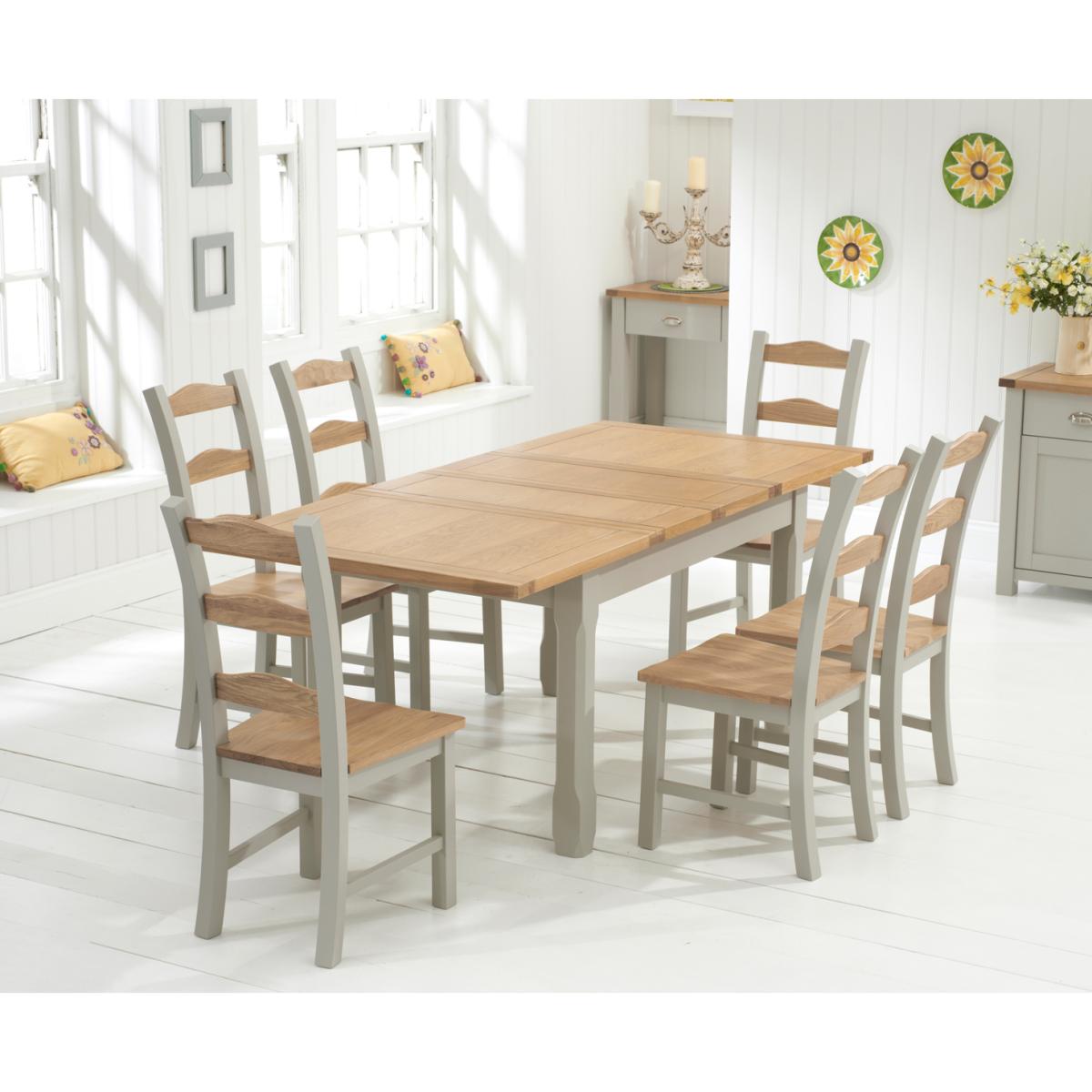 Somerset 130cm Oak and Grey Extending Dining Table with Somerset Chairs - Oak and Grey, 4 Chairs – image 5