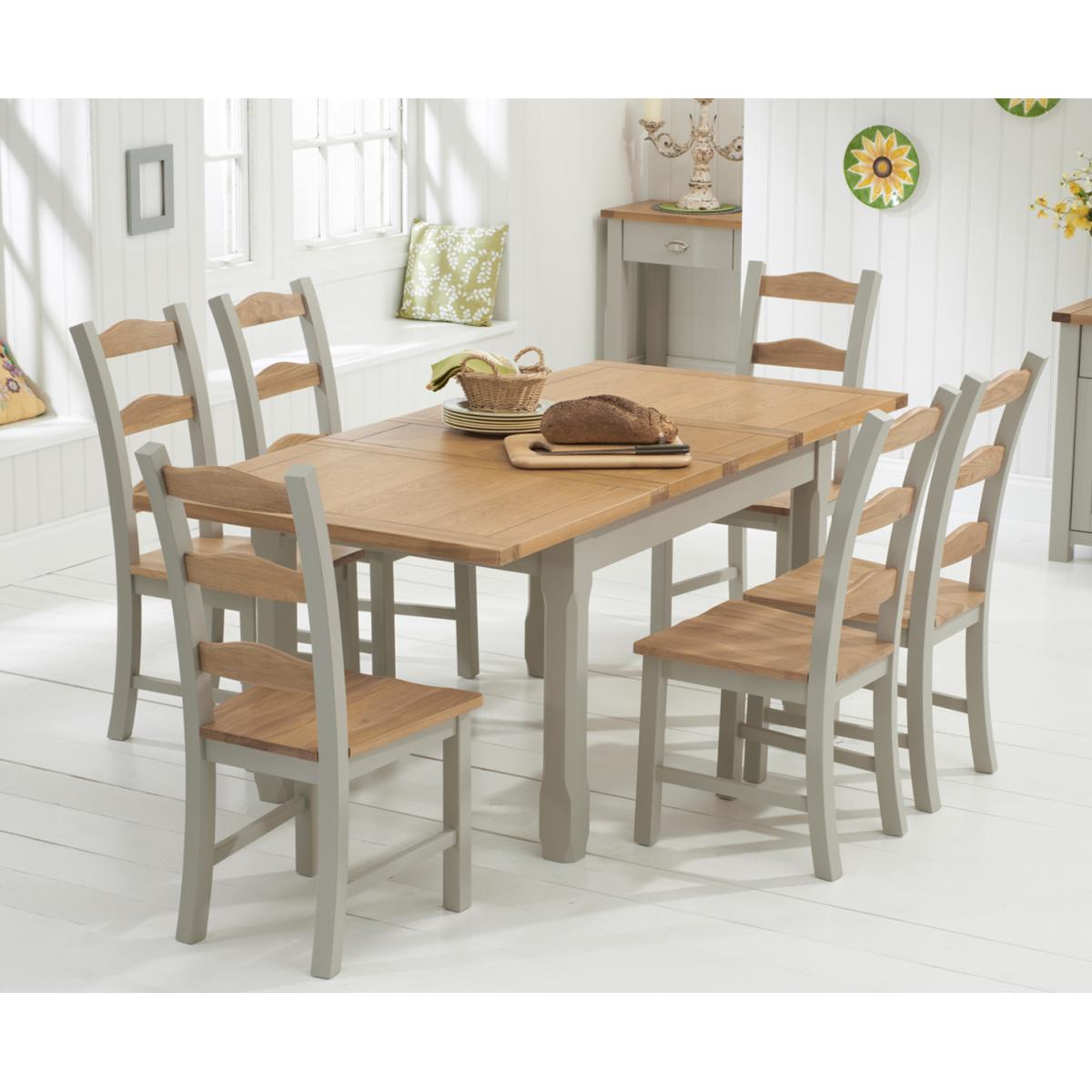 Somerset 130cm Oak and Grey Extending Dining Table with Somerset Chairs - Oak and Grey, 4 Chairs – image 1