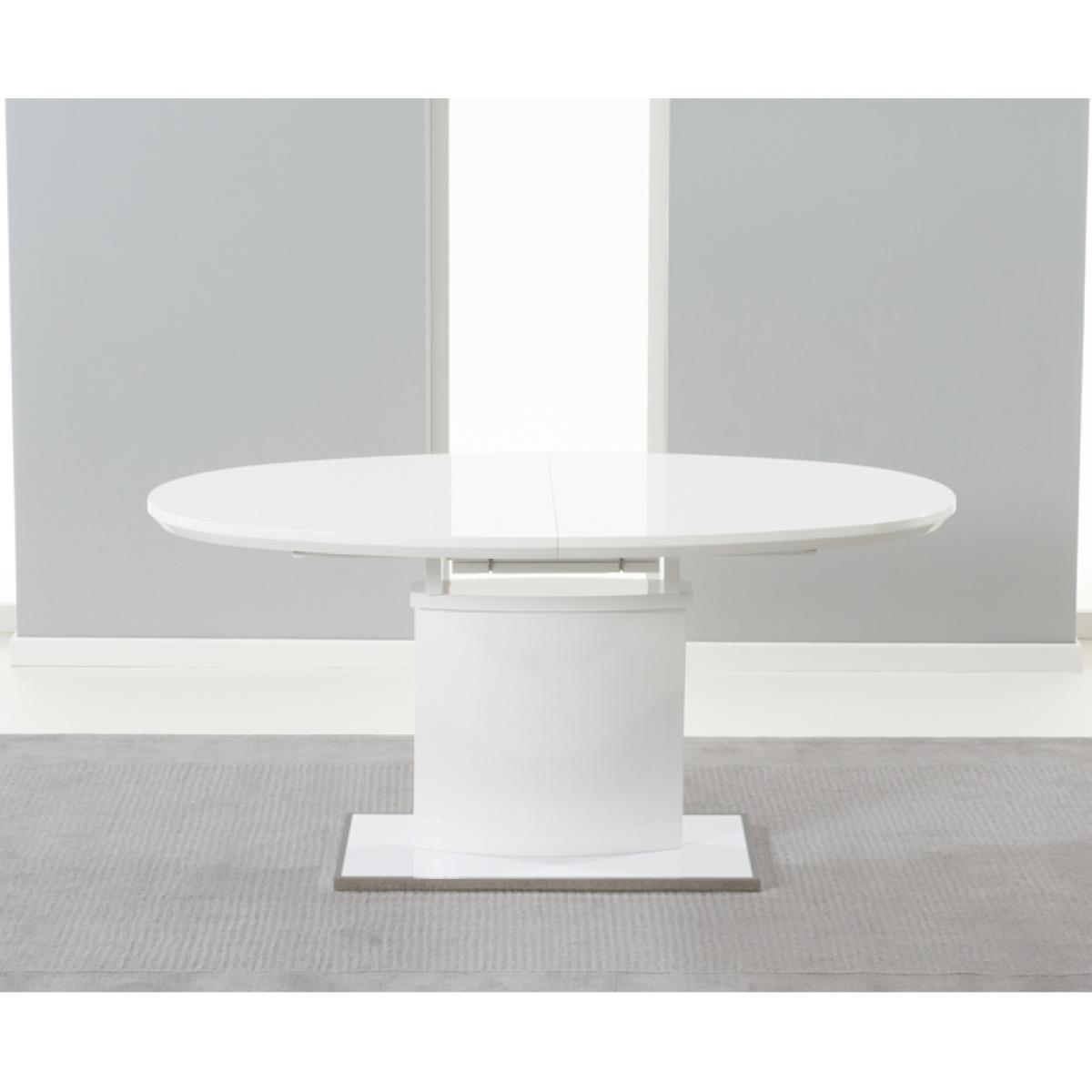 Santana 160cm White High Gloss Extending Pedestal Dining Table with Hampstead Z Chairs – image 3