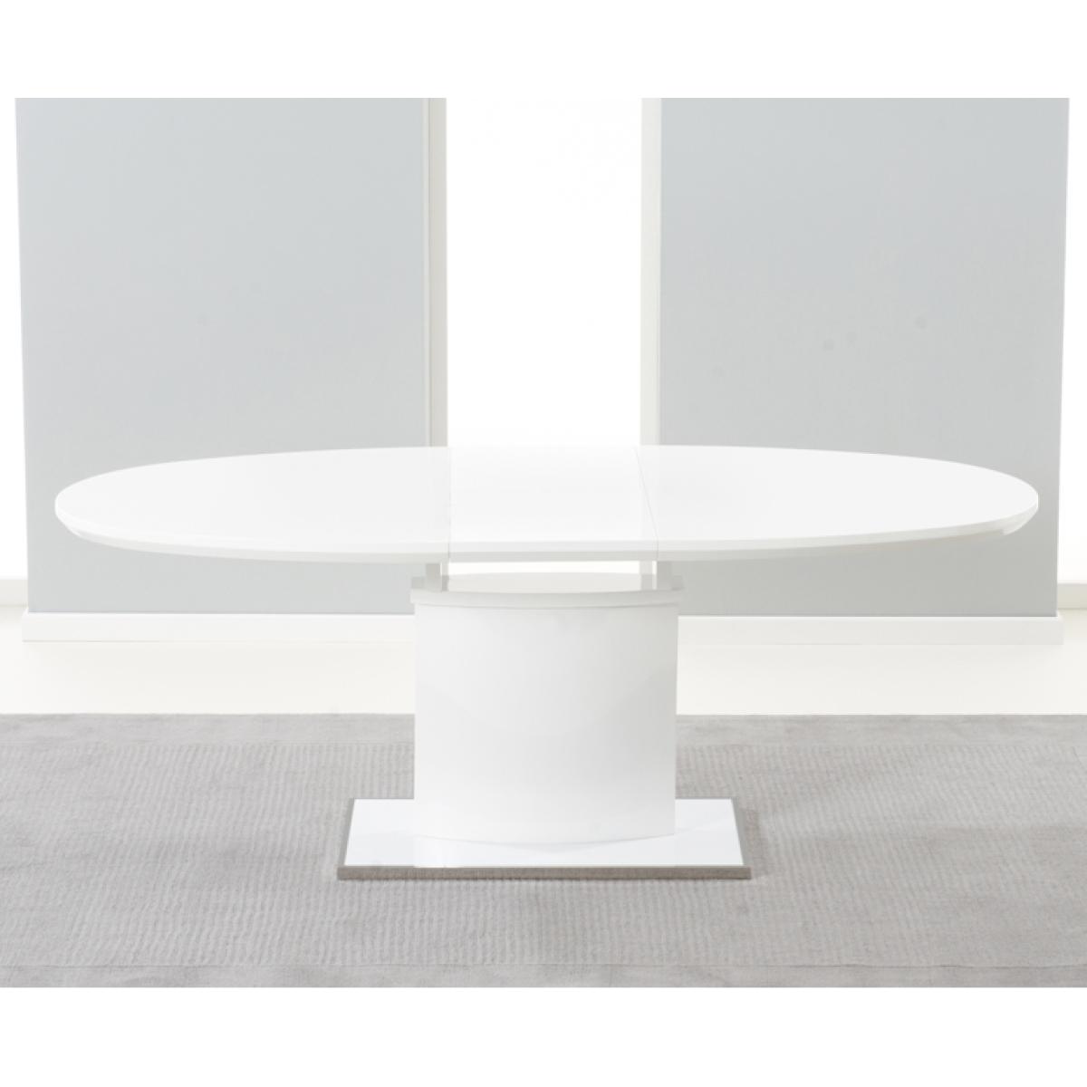 Santana 160cm White High Gloss Extending Pedestal Dining Table with Hampstead Z Chairs – image 4