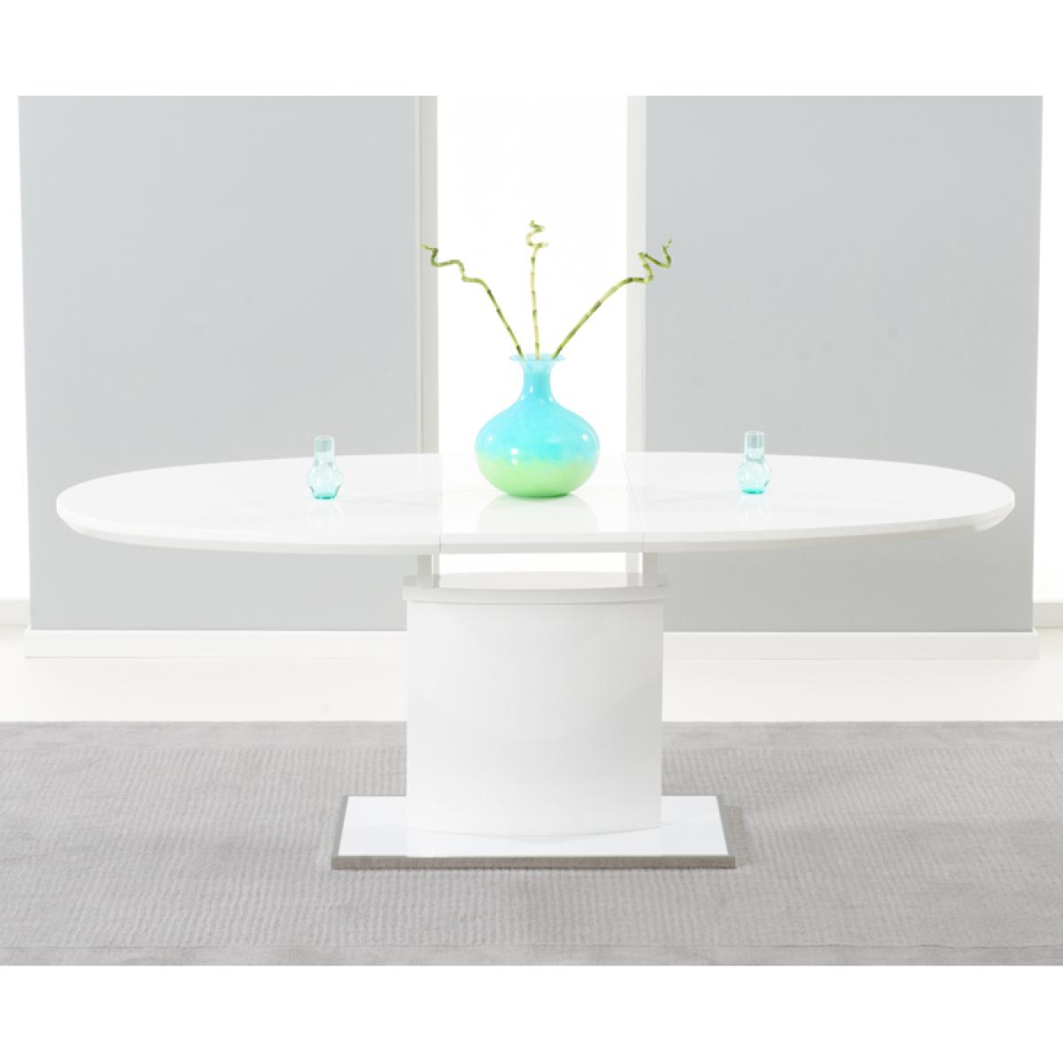 Santana 160cm White High Gloss Extending Pedestal Dining Table with Hampstead Z Chairs – image 5