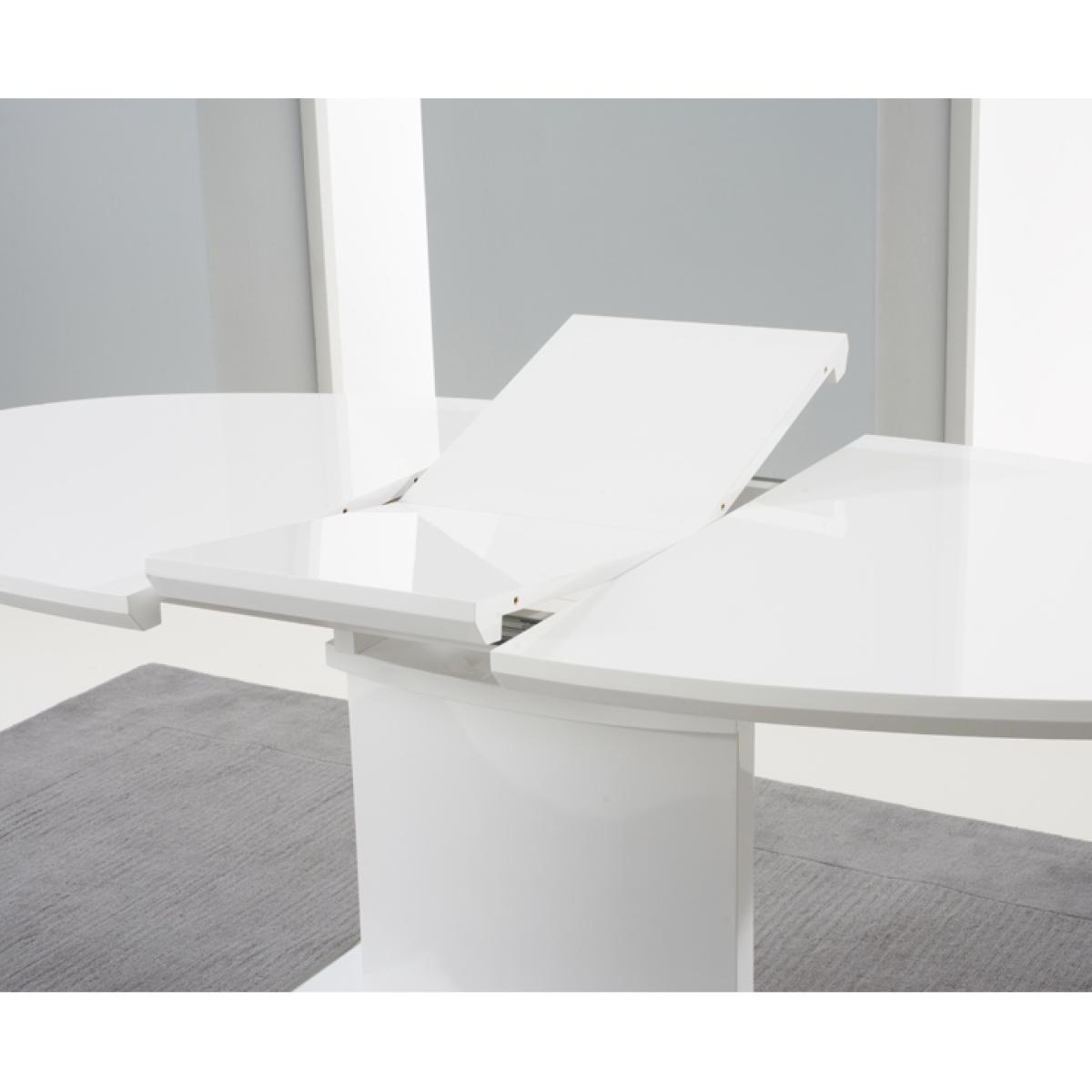 Santana 160cm White High Gloss Extending Pedestal Dining Table with Hampstead Z Chairs – image 6