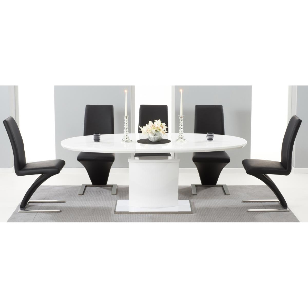 Santana 160cm White High Gloss Extending Pedestal Dining Table with Hampstead Z Chairs – image 10