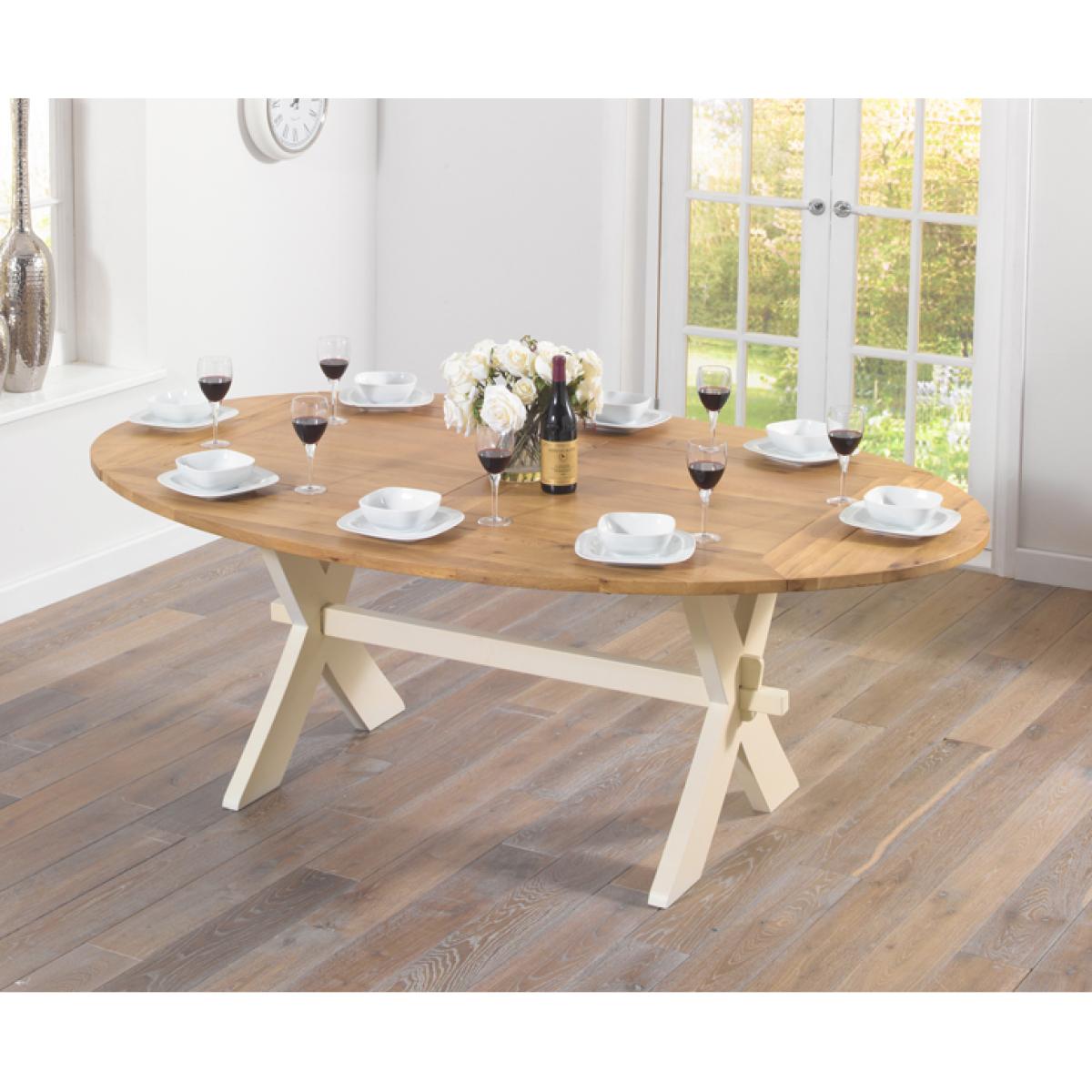 Bordeaux 165cm Oak and Cream All Sides Extending Table with Cavendish Chairs - Cream, 4 Chairs – image 5