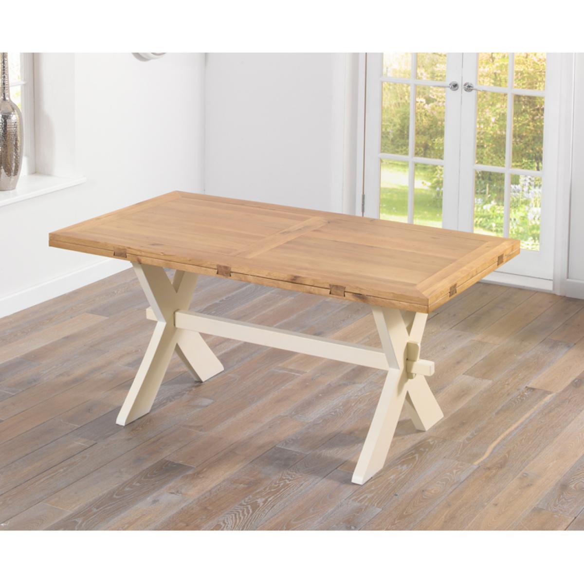 Bordeaux 165cm Oak and Cream All Sides Extending Table with Cavendish Chairs - Cream, 4 Chairs – image 6