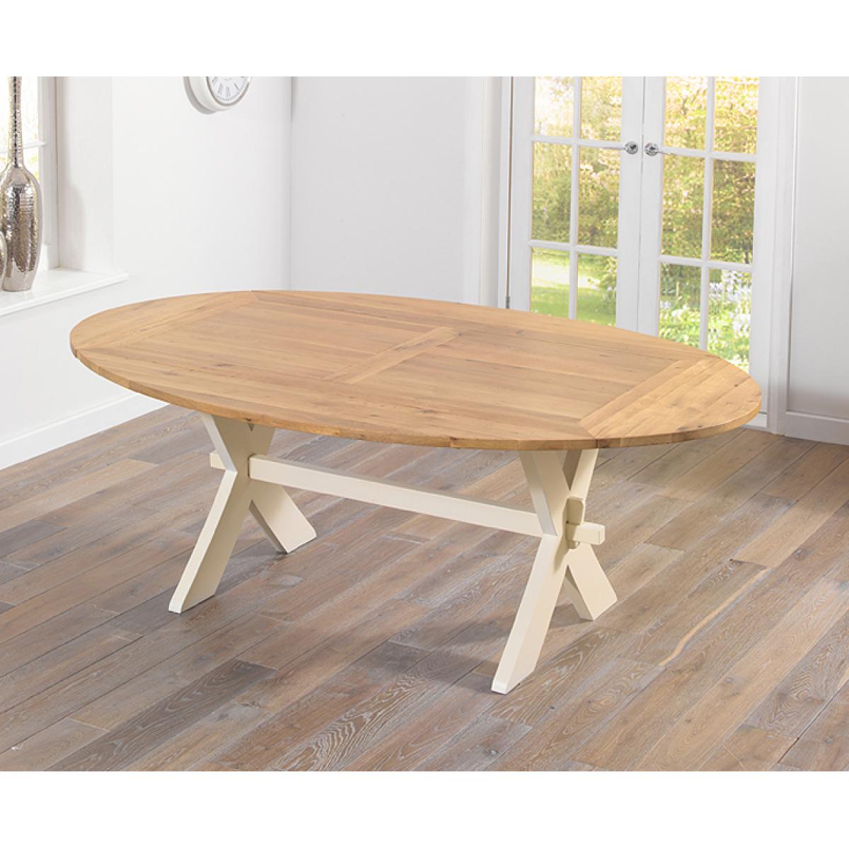 Bordeaux 165cm Oak and Cream All Sides Extending Table with Cavendish Chairs - Cream, 4 Chairs – image 7