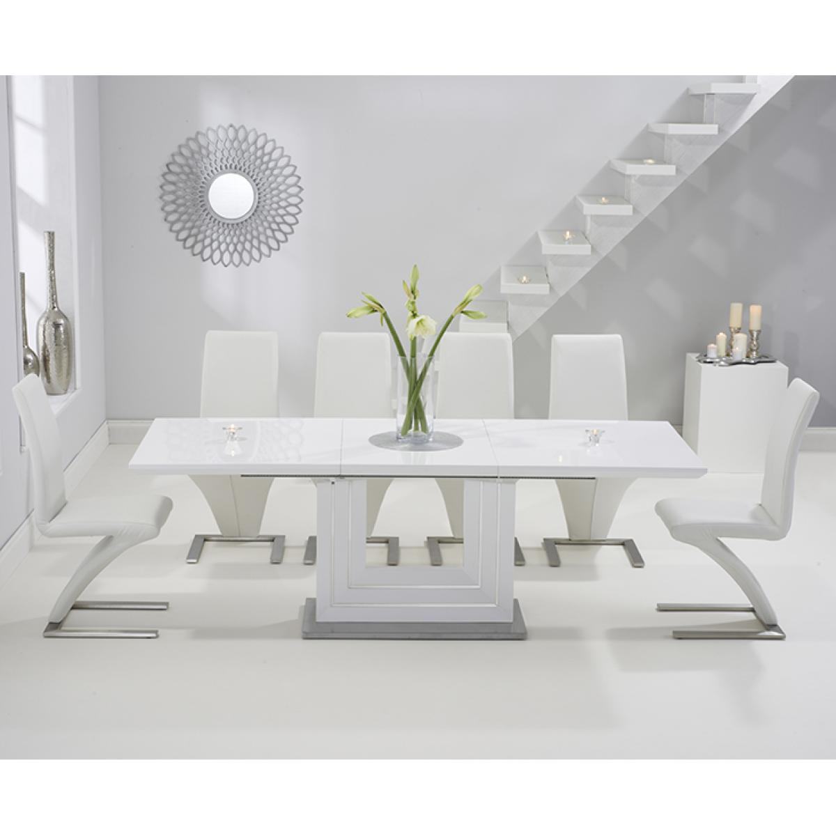 Tula 160cm White High Gloss Extending Dining Table with Hampstead Z Chairs – image 2