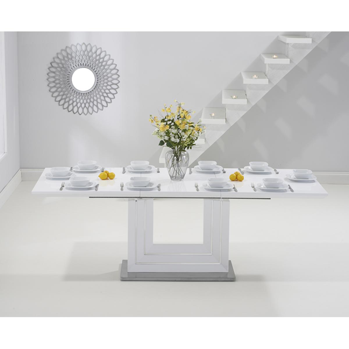 Tula 160cm White High Gloss Extending Dining Table with Hampstead Z Chairs – image 7