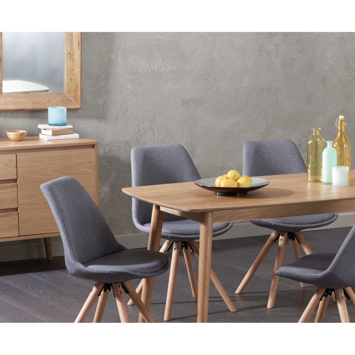Nordic 150cm Oak Dining Table with Oscar Fabric Round Leg Chairs – image 2