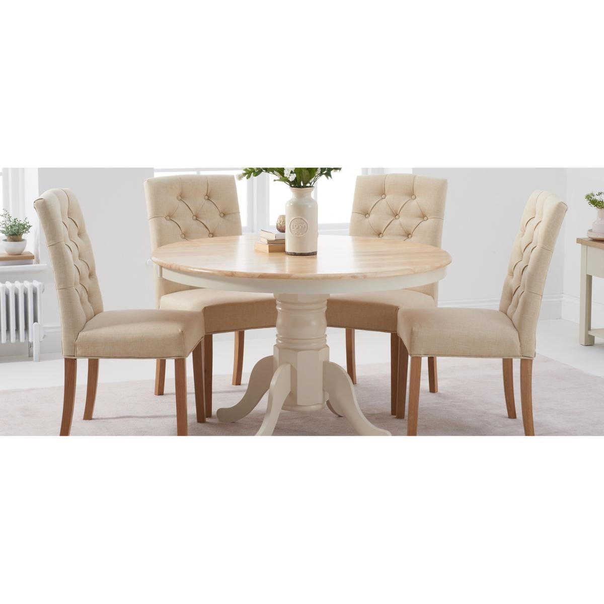 Claudia Cream Fabric Dining Chairs - Cream – image 4
