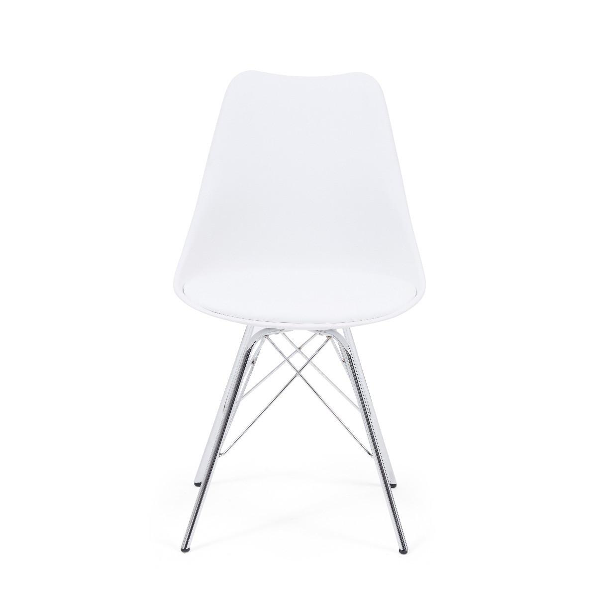 Celine White Faux Leather Chrome Leg Dining Chairs - White – image 2