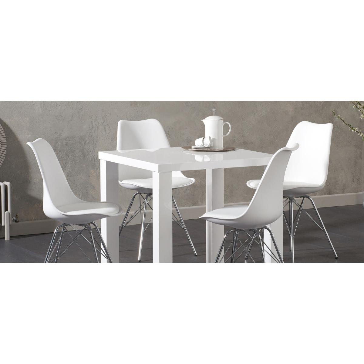 Celine White Faux Leather Chrome Leg Dining Chairs - White – image 3