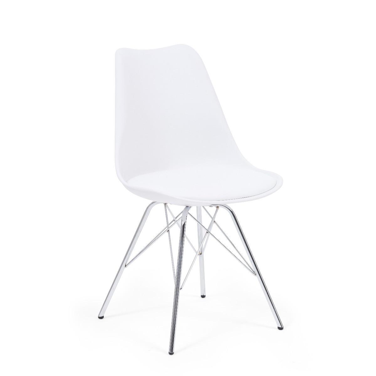 Celine White Faux Leather Chrome Leg Dining Chairs - White – image 4