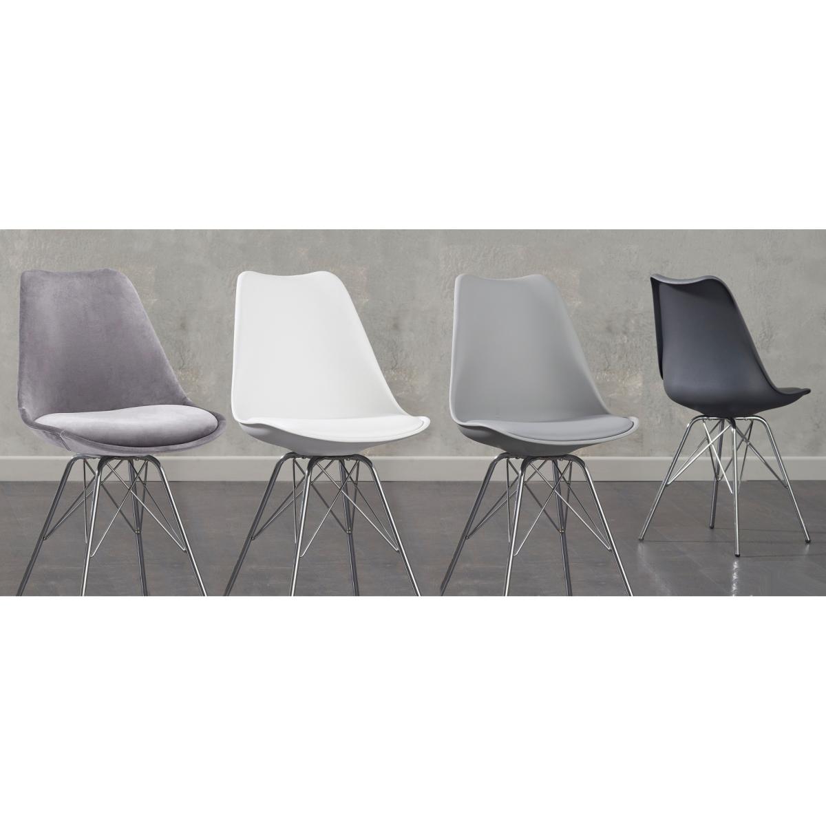 Celine White Faux Leather Chrome Leg Dining Chairs - White – image 5