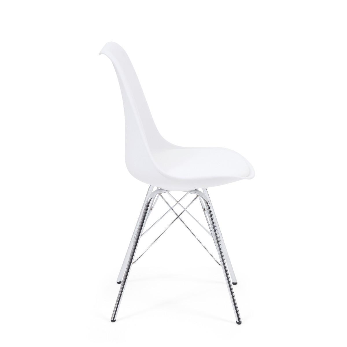 Celine White Faux Leather Chrome Leg Dining Chairs - White – image 6