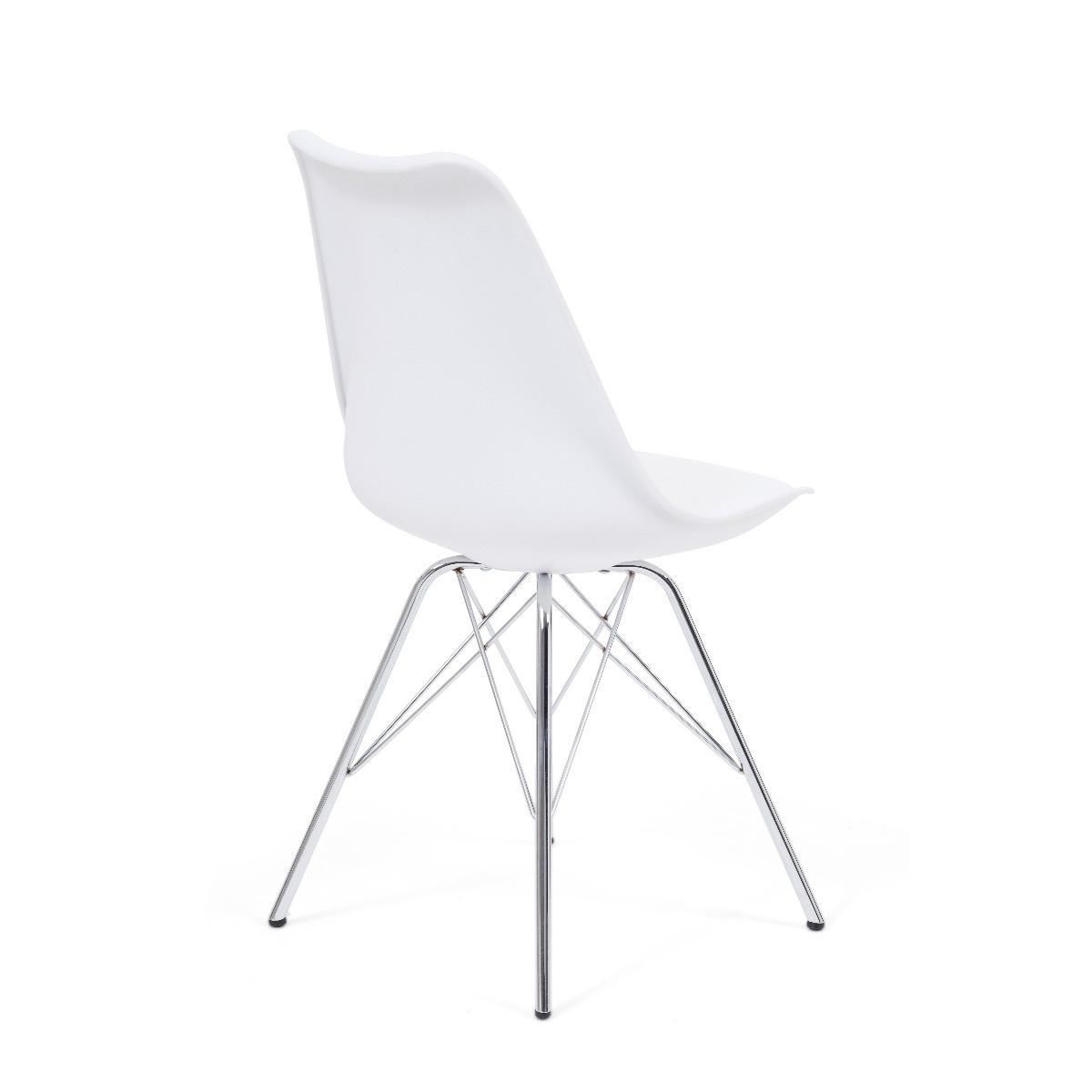 Celine White Faux Leather Chrome Leg Dining Chairs - White – image 8