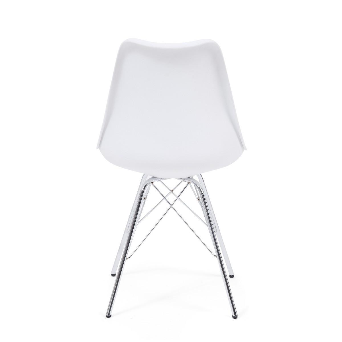 Celine White Faux Leather Chrome Leg Dining Chairs - White – image 9