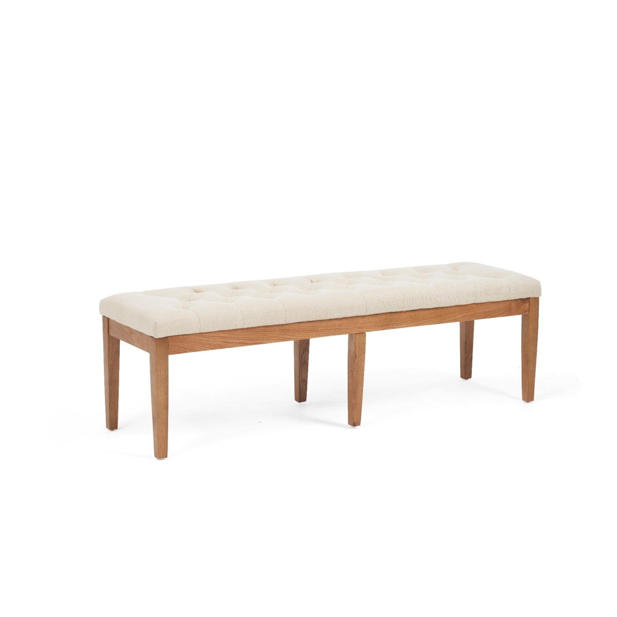 Madrid 200cm Solid Oak Dining Table with Isobel Fabric Chairs and Camille Cream Fabric Bench - Grey, 2 Chairs – image 12