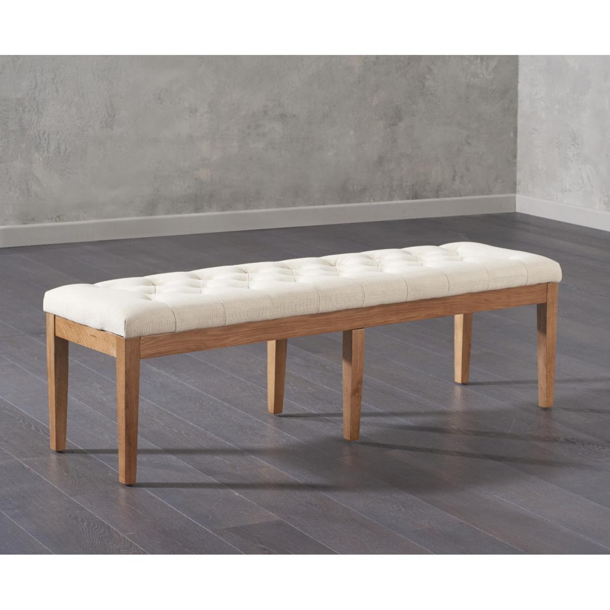 Madrid 200cm Solid Oak Dining Table with Isobel Fabric Chairs and Camille Cream Fabric Bench - Grey, 2 Chairs – image 6