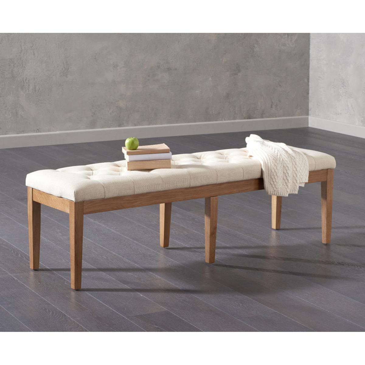 Madrid 200cm Solid Oak Dining Table with Isobel Fabric Chairs and Camille Cream Fabric Bench - Grey, 2 Chairs – image 7