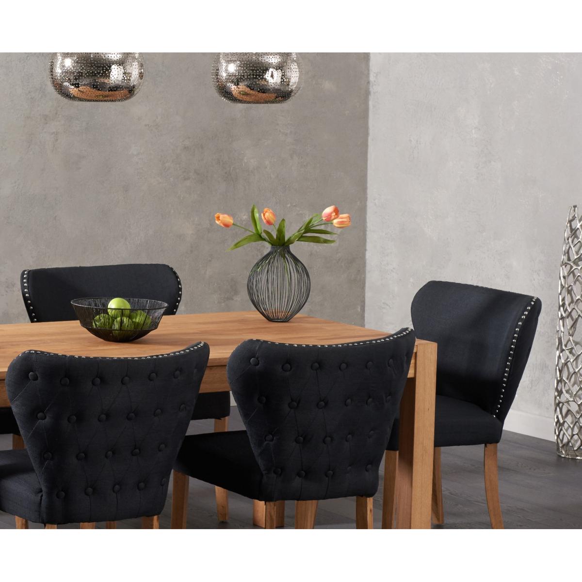 Verona 150cm Solid Oak Dining Table with Isobel Fabric Chairs - Grey, 6 Chairs – image 2