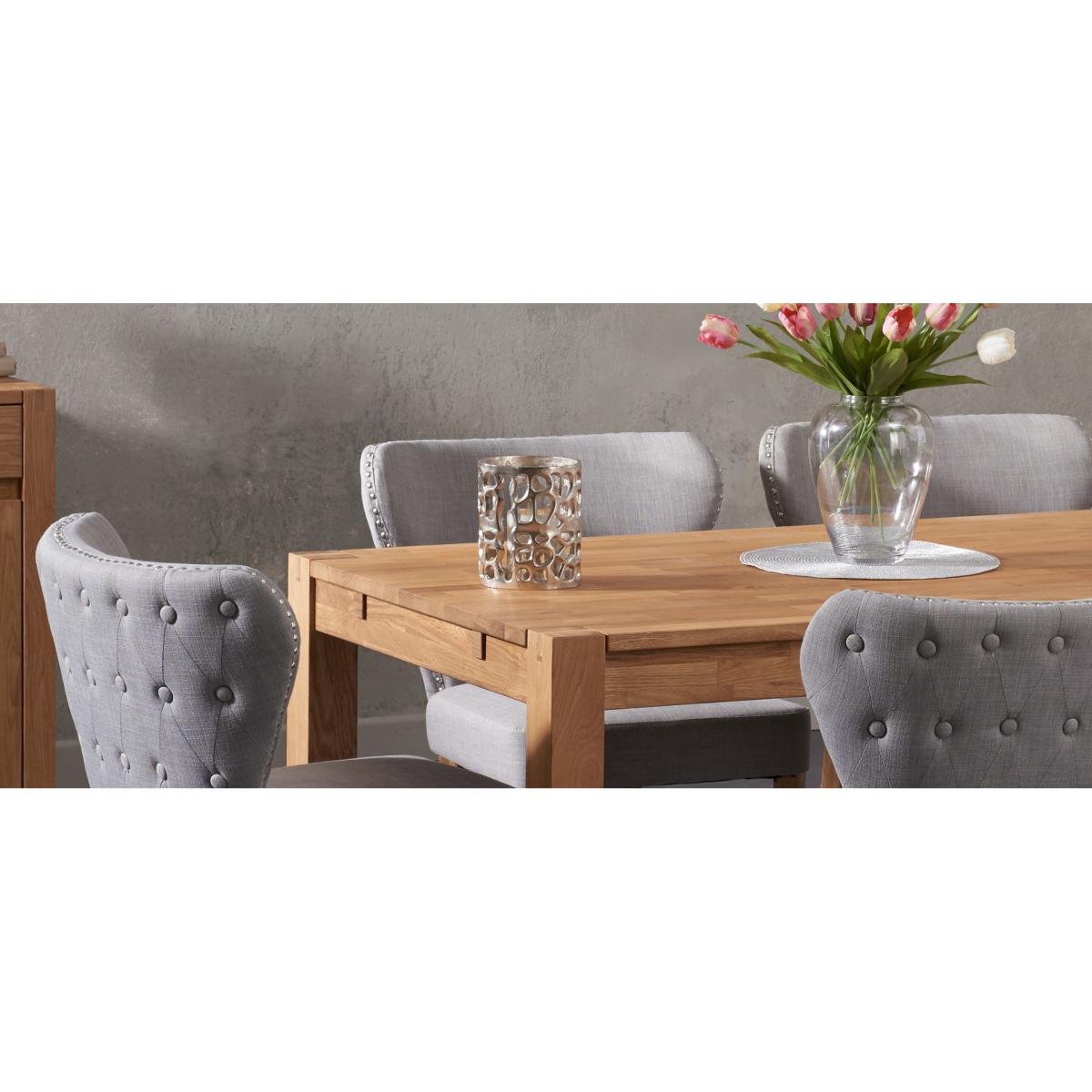 Verona 150cm Solid Oak Dining Table with Isobel Fabric Chairs - Grey, 6 Chairs – image 5