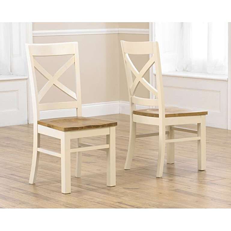 Cavendish Solid Oak and Cream Dining Chairs – image 3