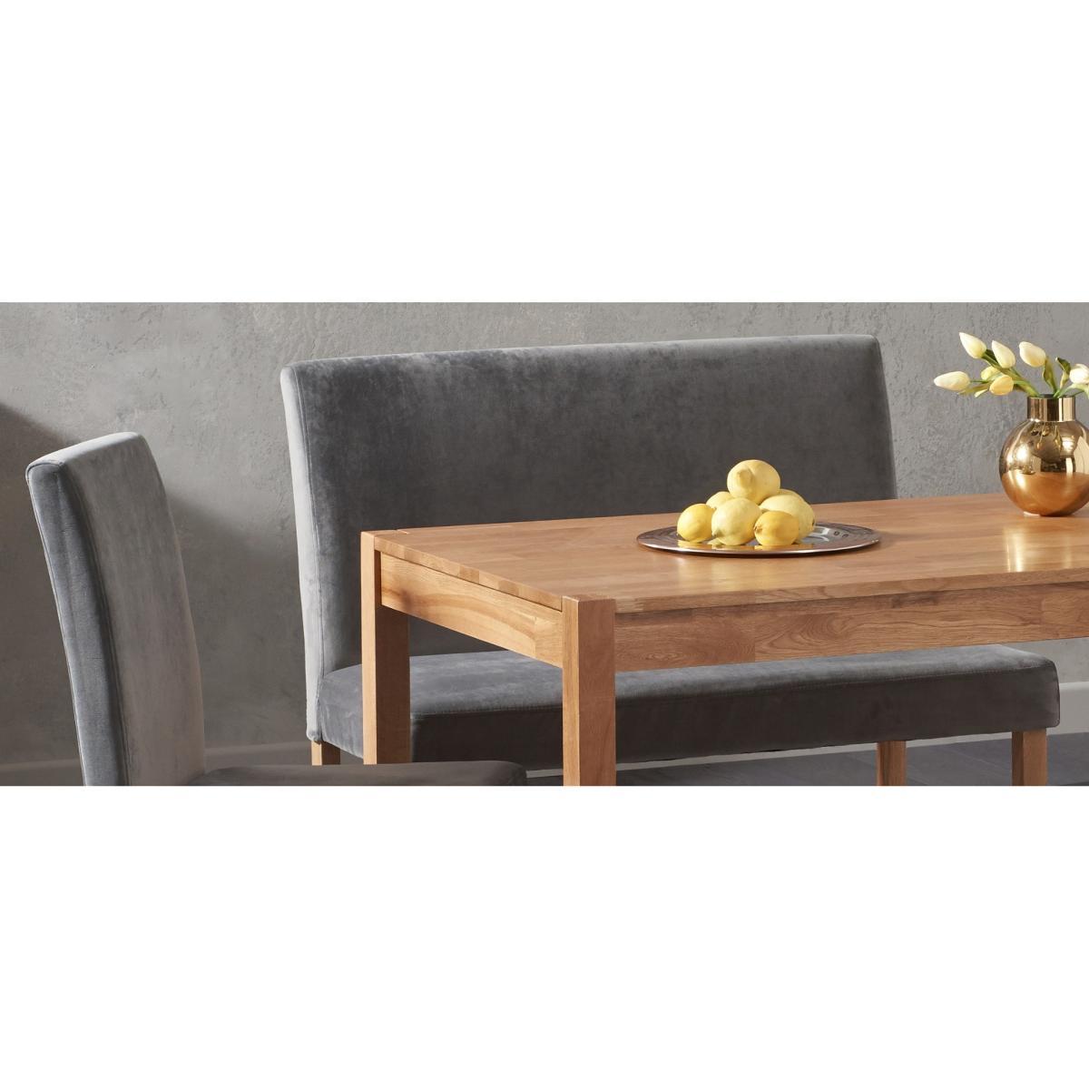 Oxford 120cm Solid Oak Dining Table with Mia Grey Velvet Benches with Backs and Mia Velvet Chairs - Grey, 2 Chairs – image 16
