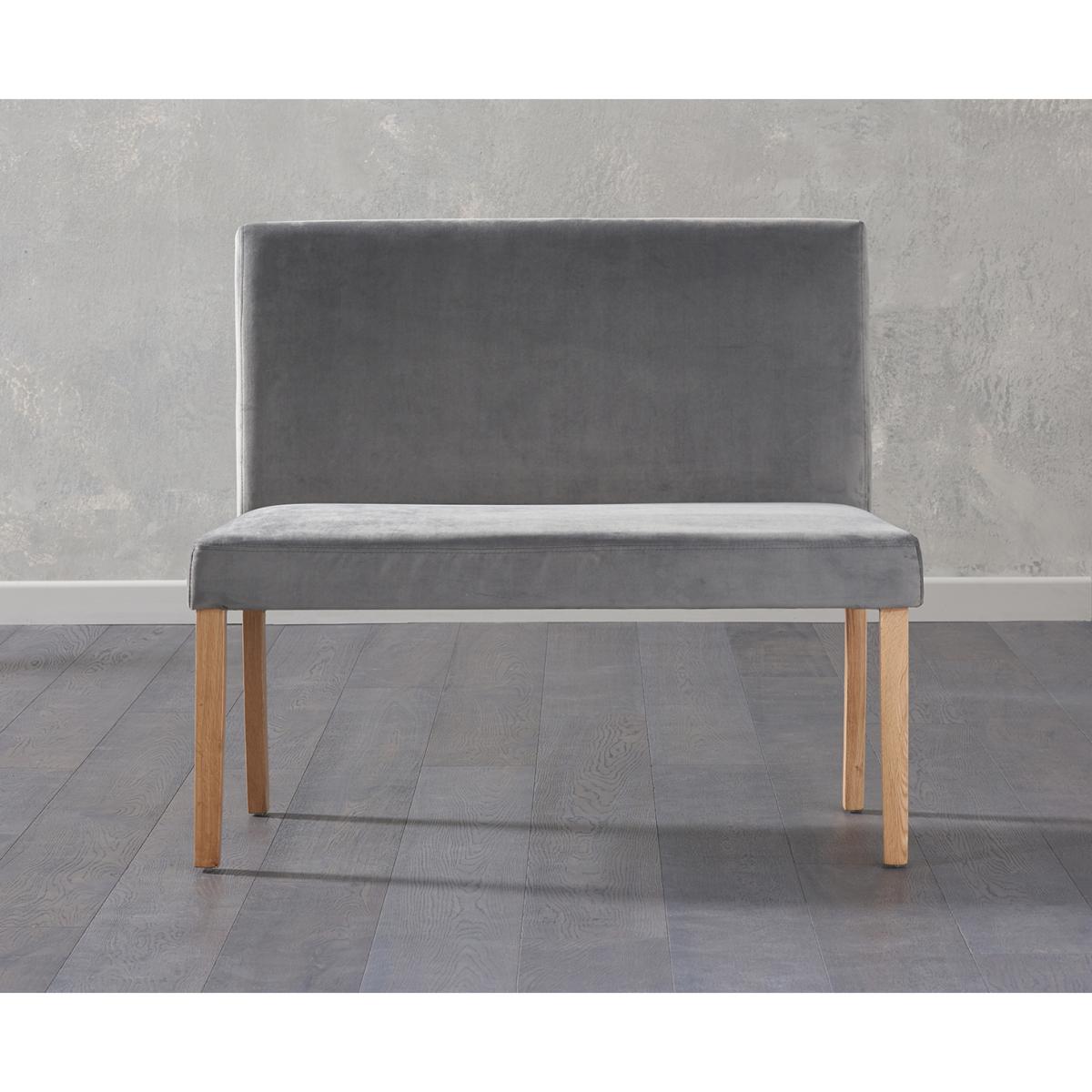 Oxford 120cm Solid Oak Dining Table with Mia Grey Velvet Benches with Backs and Mia Velvet Chairs - Grey, 2 Chairs – image 6