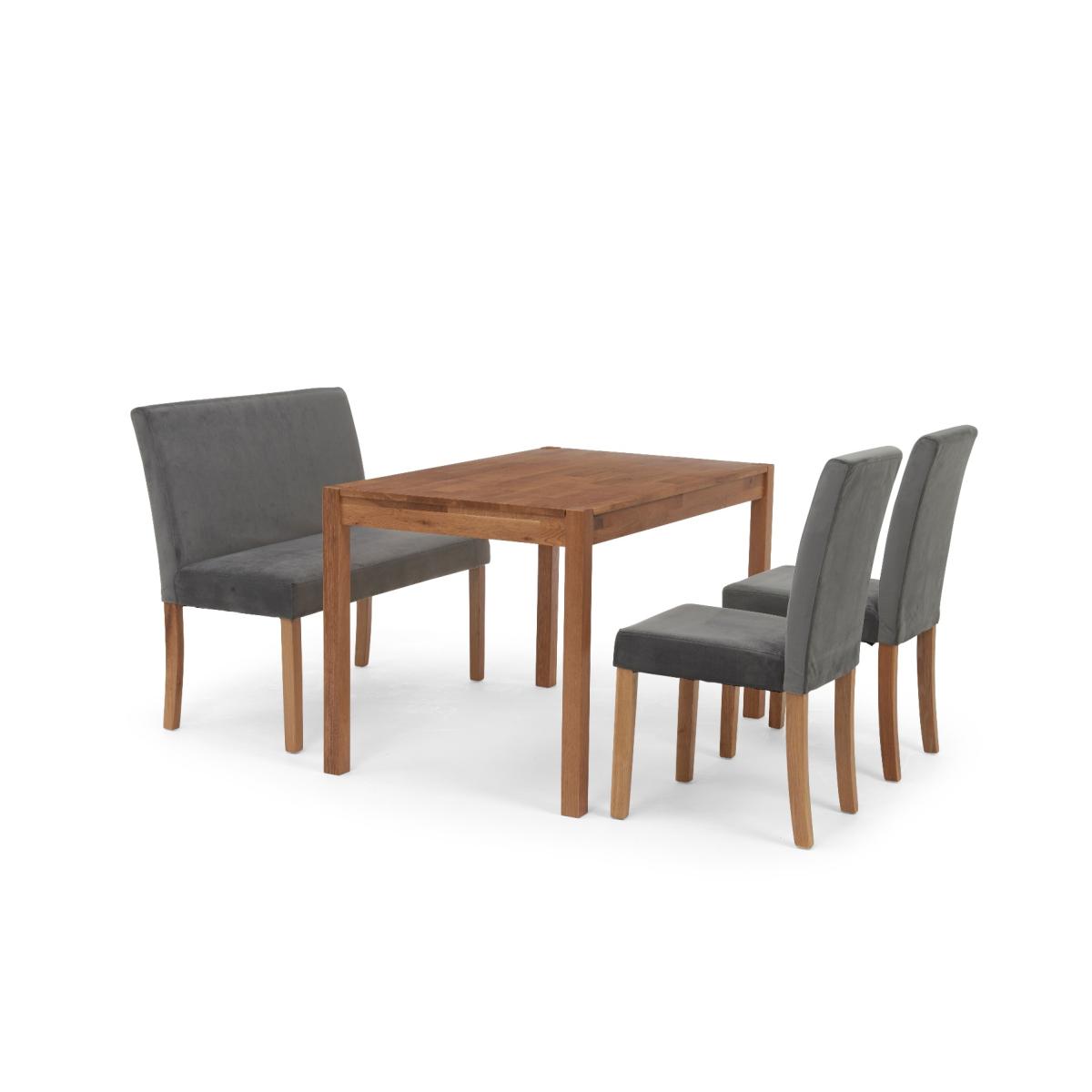 Oxford 120cm Solid Oak Dining Table with Mia Grey Velvet Benches with Backs and Mia Velvet Chairs - Grey, 2 Chairs – image 8