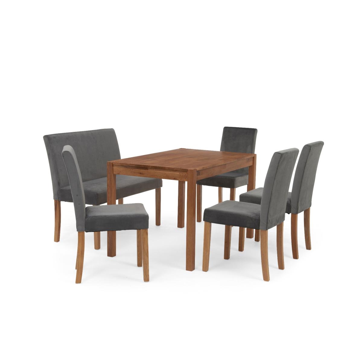 Oxford 120cm Solid Oak Dining Table with Mia Grey Velvet Benches with Backs and Mia Velvet Chairs - Grey, 2 Chairs – image 9