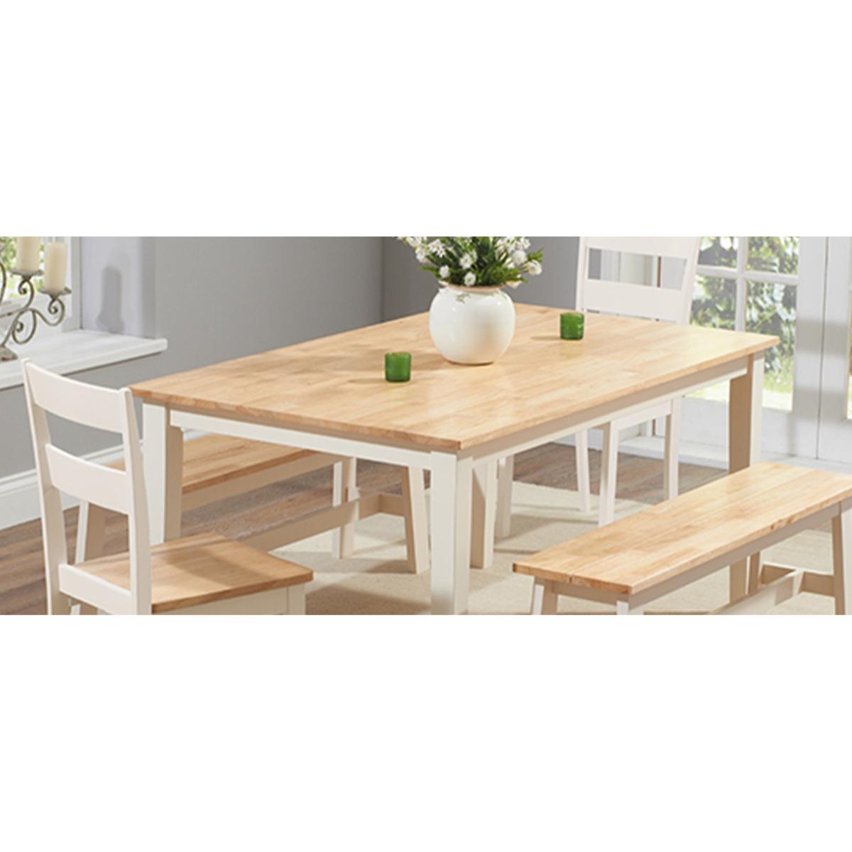 Chiltern 150cm Oak and Cream Dining Set with Benches and Chairs - Cream, 2 Chairs – image 6