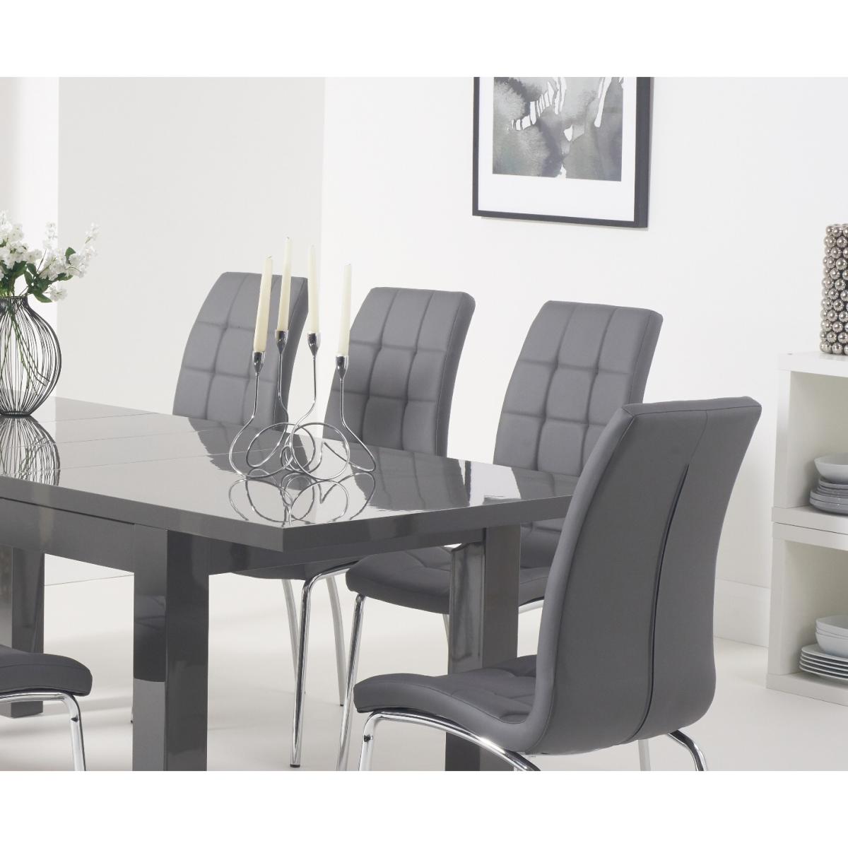 Atlanta Dark Grey Gloss 160-220cm Extending Dining Table with Calgary Chairs - Grey, 4 Chairs – image 2