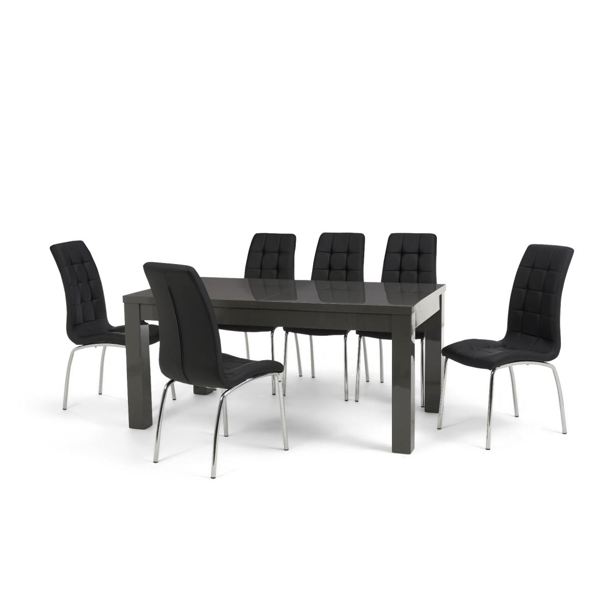Atlanta Dark Grey Gloss 160-220cm Extending Dining Table with Calgary Chairs - Grey, 4 Chairs – image 13